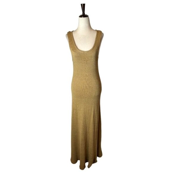 Zara Knit Tan Scoop Neck Maxi Slip Lined Tank Dress‎ Size L - Picture 2 of 12